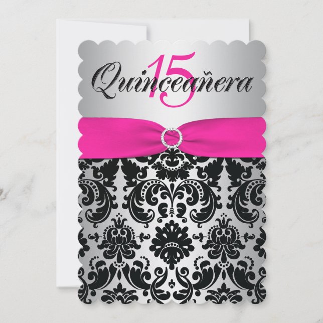 Invitación Quinceanera invita al rosa IMPRESO el | de la (Anverso)
