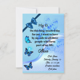 Invitación Quinceanera invitation digital butterfly blue