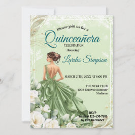 Invitación  Quinceañera invitation Elegant Green