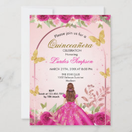 Invitación  Quinceañera invitation Elegant Pink