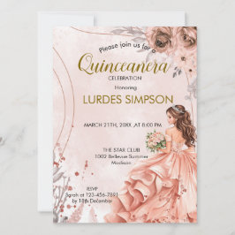Invitación  Quinceañera invitation Floral Rose