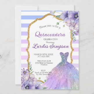 Invitación  Quinceañera invitation shades of Purple