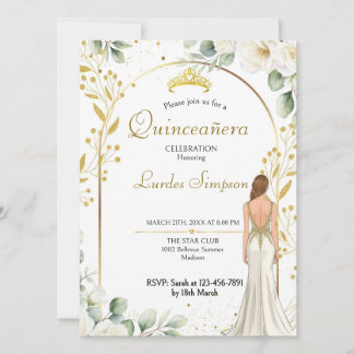 Invitación  Quinceañera invitation White Floral 