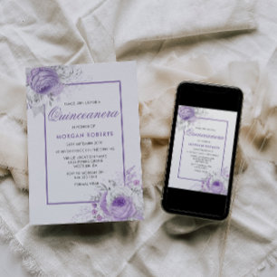 Invitación Quinceanera Invite a las flores moradas de lavanda