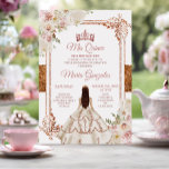 Invitación Quinceanera Ivory Cooper Corona de cumpleaños flor<br><div class="desc">Quinceanera Ivory Cooper Rubor Pink Floral Birthday Crown Invitation Mis Quince Anos,  15º cumpleaños, </div>