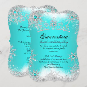 Invitación Quinceañera Jardín de Invierno Acuático Blanco Nie