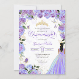 Invitación Quinceanera Lavender Mariposa Purple Elegante