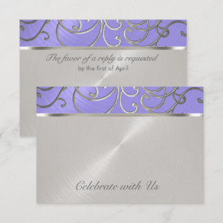 Invitación Quinceanera Lavender Plata Púrpura Piscina Filigrí