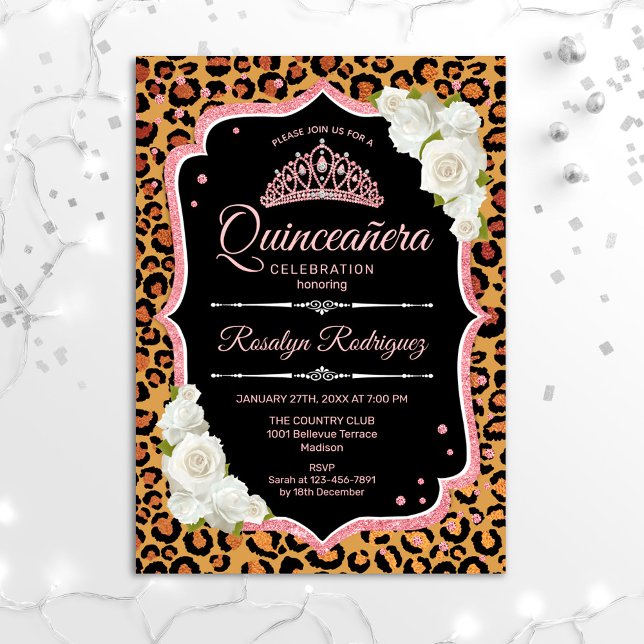 Invitación Quinceanera - Leopard Rosa Gold (Subido por el creador)