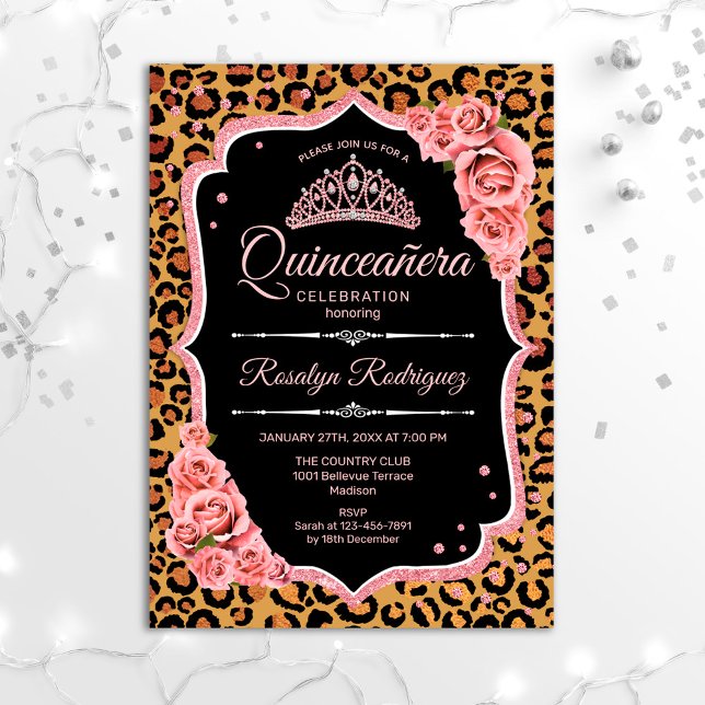 Invitación Quinceanera - Leopard Rosa Gold (Subido por el creador)
