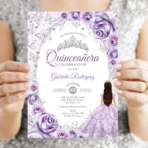 Quinceañera Lila Plata Floral