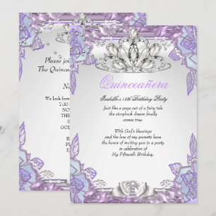 Invitación Quinceañera Lila Rosa Fiesta de 15 Años 2
