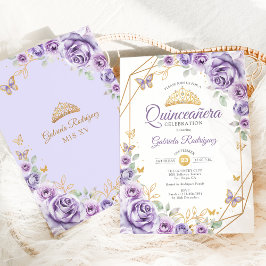Invitación Quinceanera Lilac Morado Floral