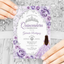 Quinceanera Lilac Plata Púrpura Floral