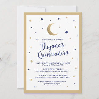 Invitación Quinceañera Luna y Estrellas