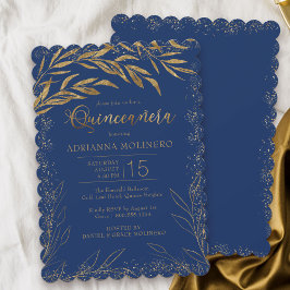 Invitación Quinceanera Luxury Royal Blue and Gold Leads