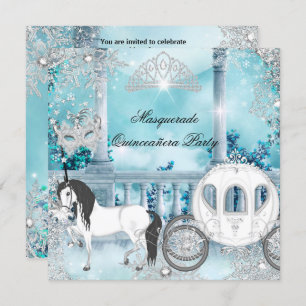 Invitación Quinceanera Magical Princess Blue Horse Carriles