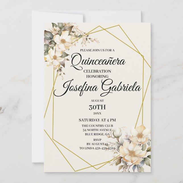 Invitación Quinceañera Magnolias in bloom Invitation (Anverso)