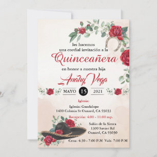 Invitación QUINCEANERA Mariachi Charra Rustic Char