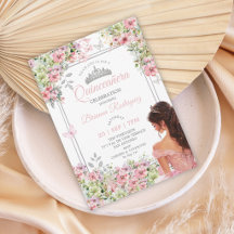 Quinceañera Mariposa Floral Rosa y Verde