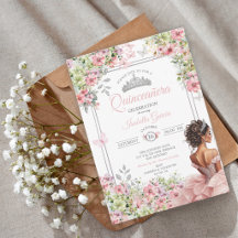 Quinceañera Mariposa Floral Rosa y Verde