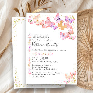 Invitación Quinceañera Mariposa y Misa Cumpleaños 15