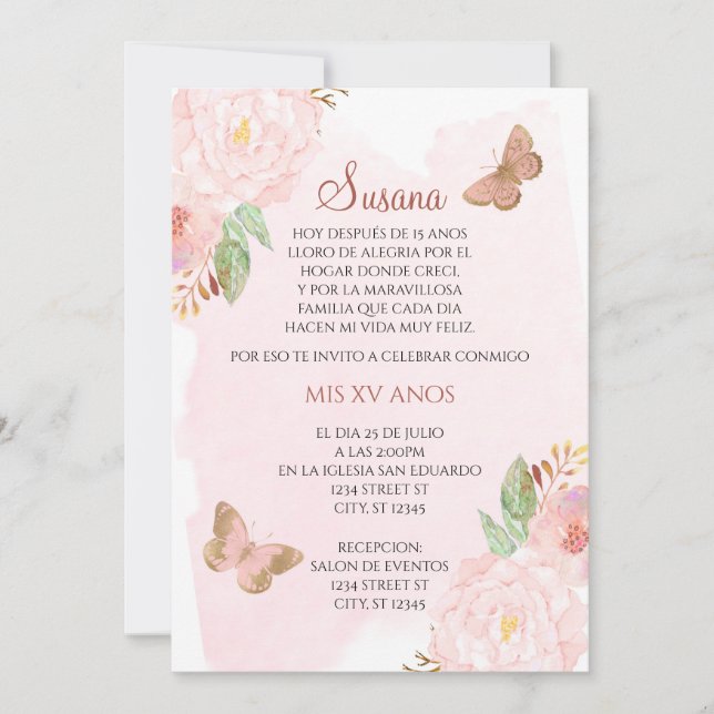 INVITACIÓN QUINCEANERA-MARIPOSAS (Anverso)