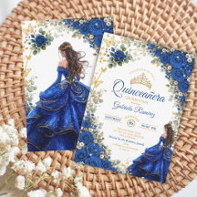 Quinceañera Mariposas Doradas Azul Real