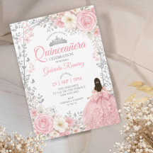 Quinceañera Mariposas Plateadas Rosa Rubor