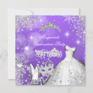 Invitación Quinceañera Mascarada Carruaje Mágico de Princesa 