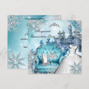 Invitación Quinceañera Mascarada Mágica Princesa Azul 2