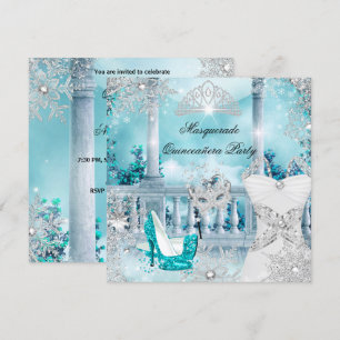 Invitación Quinceañera Mascarada Mágica Princesa Azul 3
