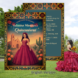 Invitación Quinceañera mexicana vintage 15º cumpleaños