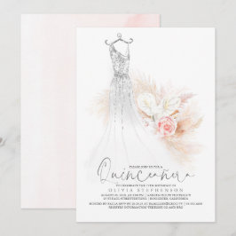 Invitación Quinceañera Moda Plata Pampas Grass 15º cumpleaños