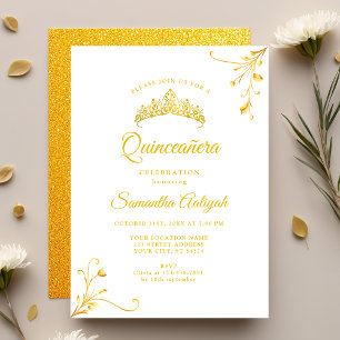Invitación Quinceañera Moderna Minimalista Dorada