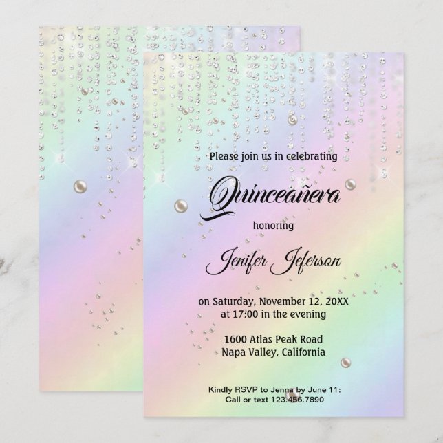 Invitación Quinceanera moderna y elegante (Anverso / Reverso)
