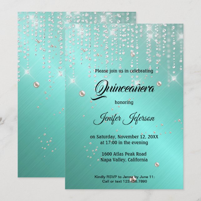 Invitación Quinceanera moderna y elegante (Anverso / Reverso)