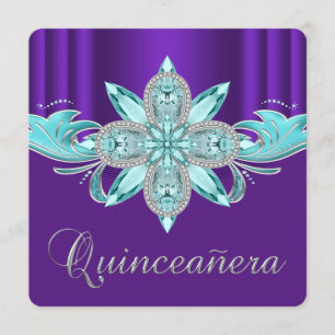 Invitación Quinceañera Morada y Turquesa
