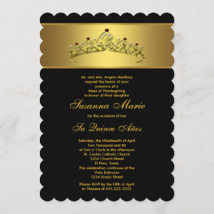 Invitación Quinceañera negro y dorado
