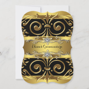 Invitación Quinceañera negro y dorado