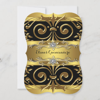 Invitación Quinceañera negro y dorado