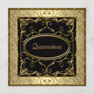 Invitación Quinceañera negro y dorado