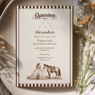 Invitación Quinceañera Occidental de Rayas Retro