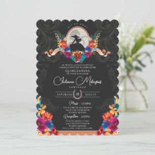 Invitación Quinceanera occidental floral colorida de la Fiest