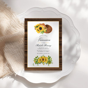Invitación Quinceañera Occidental Rústica con Girasoles en Ac