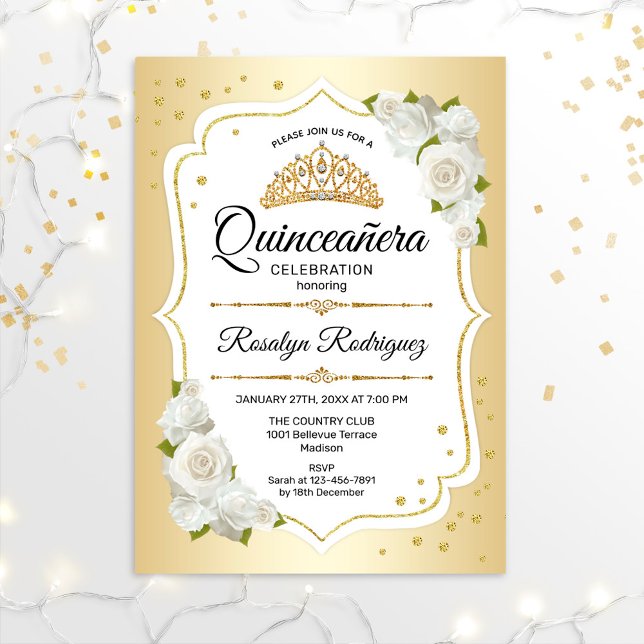 Invitación Quinceanera - Oro blanco (Subido por el creador)