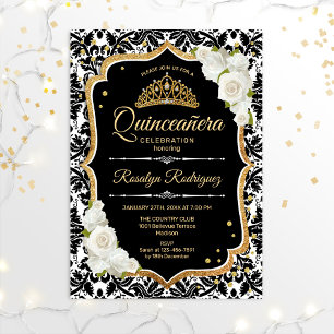 Invitación Quinceanera - Oro blanco negro
