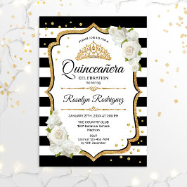 Invitación Quinceanera - Oro blanco negro