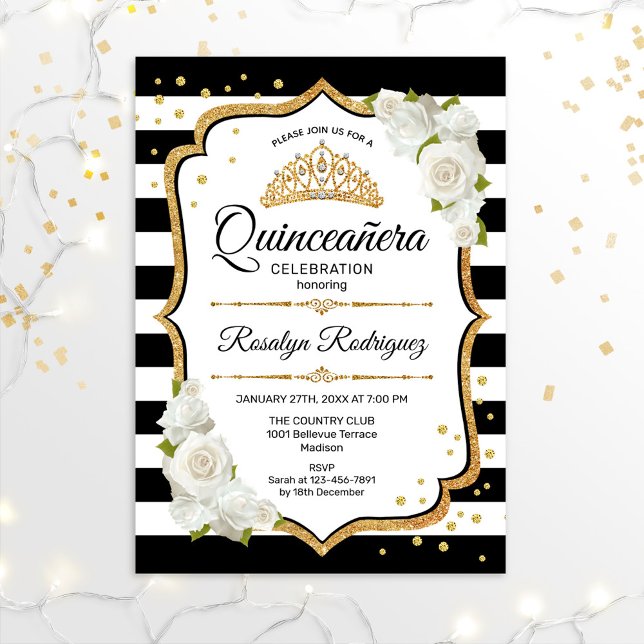 Invitación Quinceanera - Oro blanco negro (Subido por el creador)
