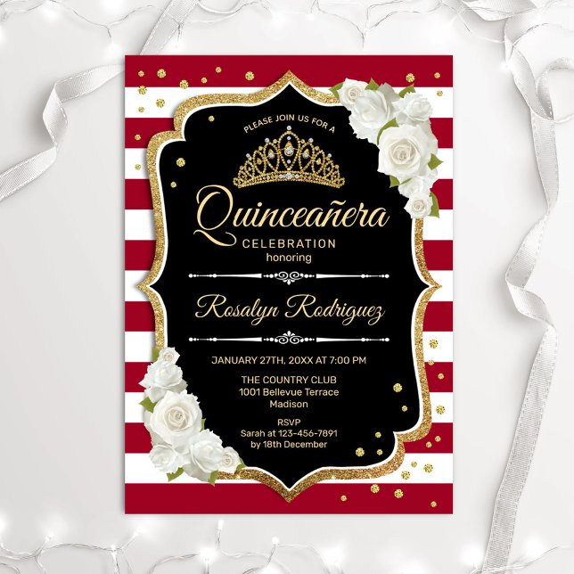 Invitación Quinceanera - Oro Blanco Rojo Negro (Subido por el creador)
